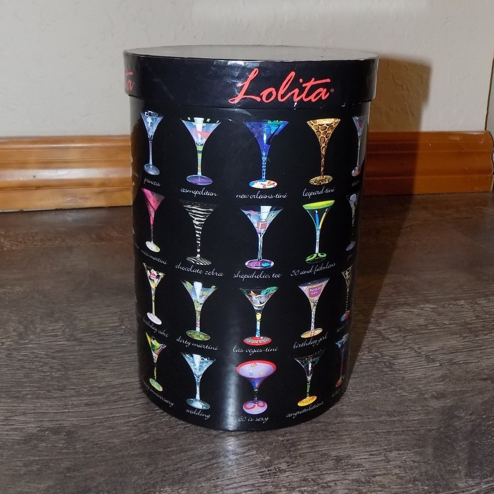 Lolita Martini Glass Unisex 7oz Blue Excellent TGIF Hand Painted Gift Boxed